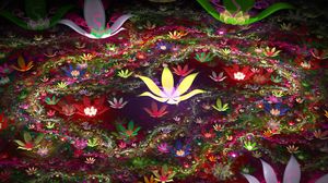 Preview wallpaper fractal, bulk flowers, veil, light