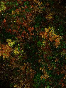 Preview wallpaper fractal, bushy, thick, green, yellow, red