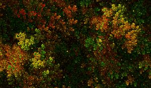 Preview wallpaper fractal, bushy, thick, green, yellow, red