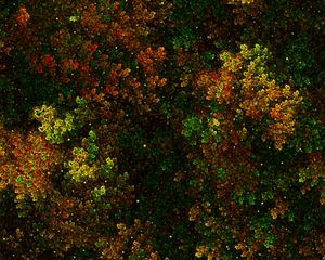 Preview wallpaper fractal, bushy, thick, green, yellow, red
