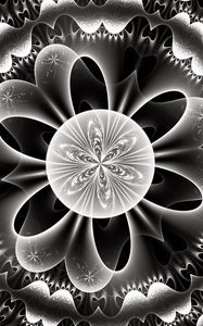 Preview wallpaper fractal, circle, pattern, abstraction, black and white