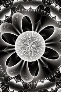 Preview wallpaper fractal, circle, pattern, abstraction, black and white