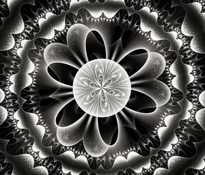 Preview wallpaper fractal, circle, pattern, abstraction, black and white