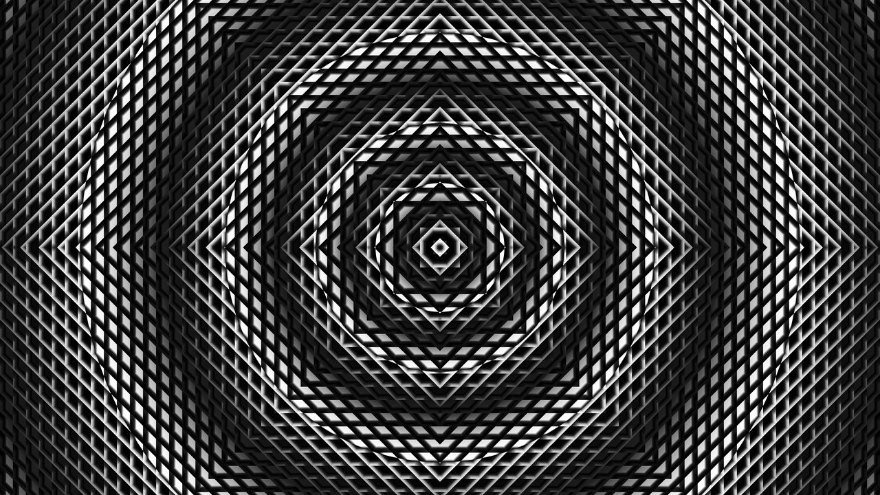 Wallpaper fractal, circles, abstraction, black and white