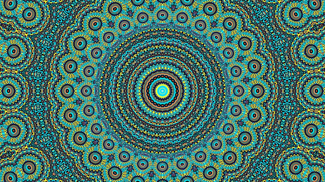Wallpaper fractal, circles, abstraction, green
