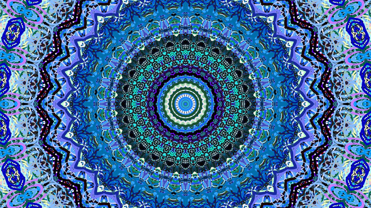 Wallpaper fractal, circles, abstraction, blue