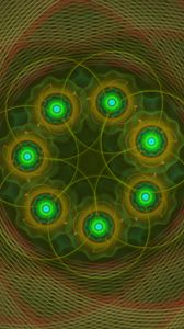 Preview wallpaper fractal, circles, abstraction, green, red