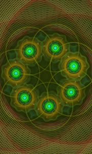 Preview wallpaper fractal, circles, abstraction, green, red