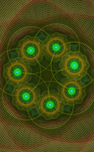 Preview wallpaper fractal, circles, abstraction, green, red