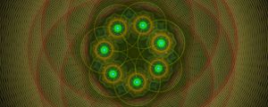 Preview wallpaper fractal, circles, abstraction, green, red