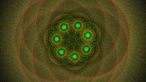 Preview wallpaper fractal, circles, abstraction, green, red