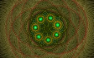 Preview wallpaper fractal, circles, abstraction, green, red