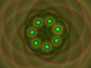 Preview wallpaper fractal, circles, abstraction, green, red