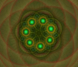 Preview wallpaper fractal, circles, abstraction, green, red