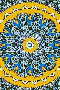 Preview wallpaper fractal, circles, abstraction, yellow, blue