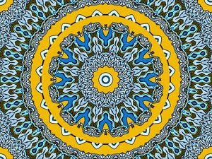 Preview wallpaper fractal, circles, abstraction, yellow, blue