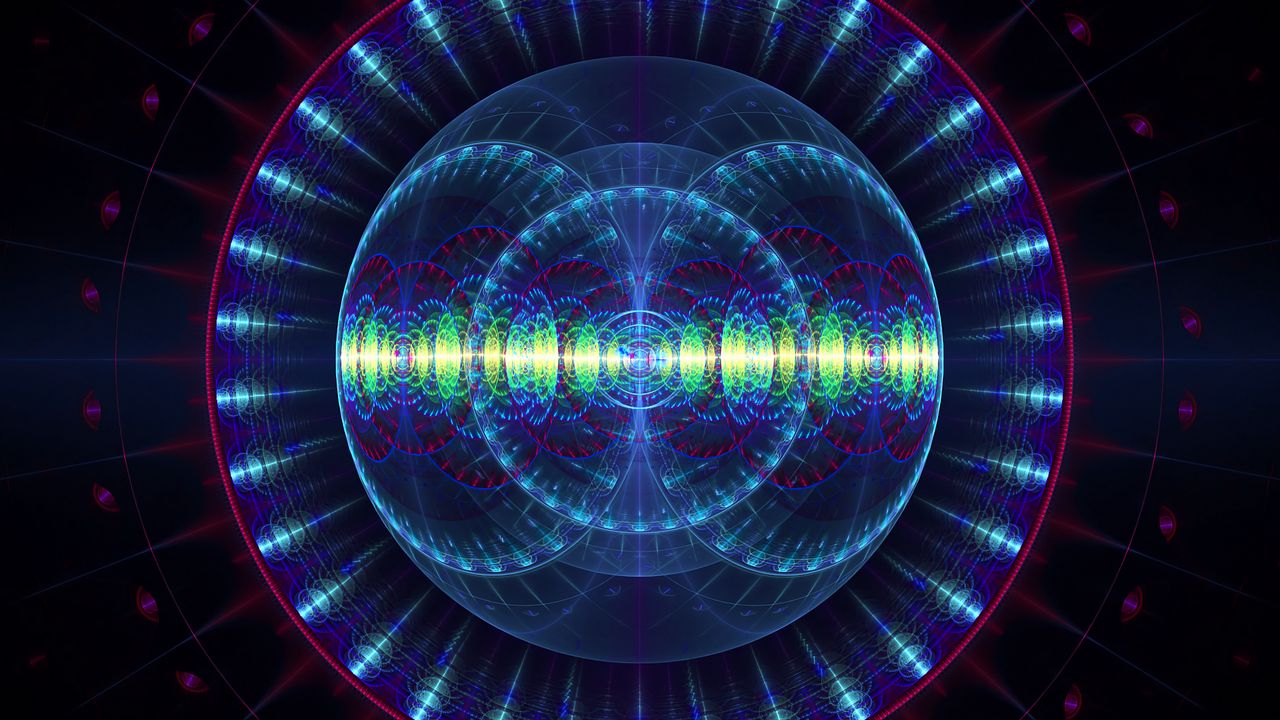 Wallpaper fractal, circles, glow, abstraction