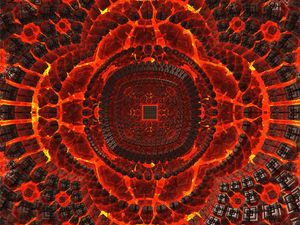 Preview wallpaper fractal, circles, glow, red, abstraction