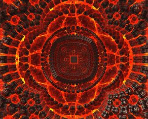 Preview wallpaper fractal, circles, glow, red, abstraction