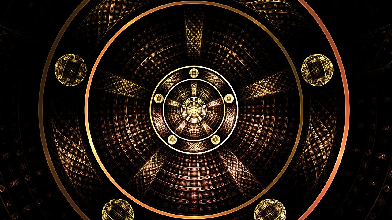 Wallpaper fractal, circles, lines, abstraction, dark