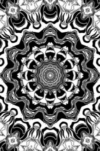 Preview wallpaper fractal, circles, lines, shapes, pattern, abstraction, black and white