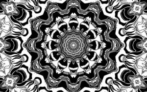 Preview wallpaper fractal, circles, lines, shapes, pattern, abstraction, black and white