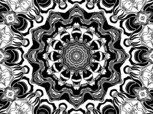 Preview wallpaper fractal, circles, lines, shapes, pattern, abstraction, black and white