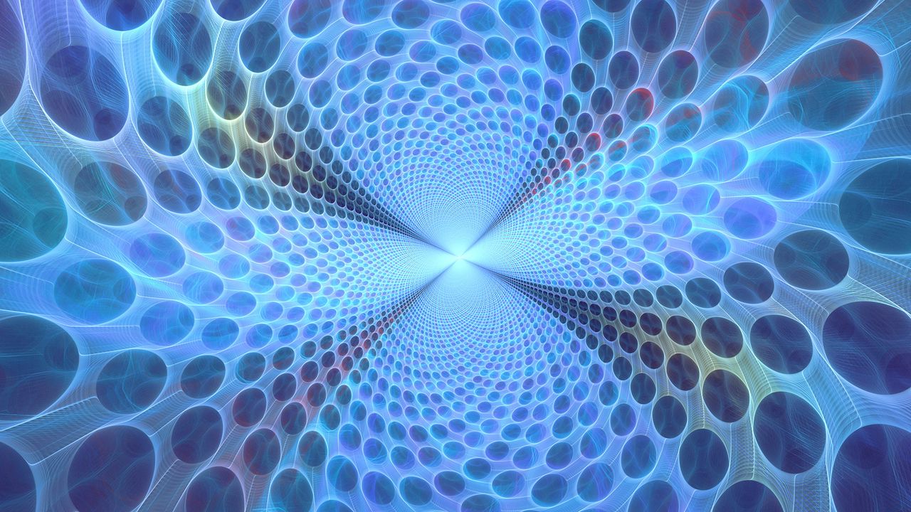 Wallpaper fractal, circles, optical illusion, perspective, glow