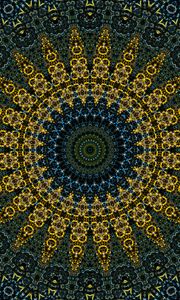 Preview wallpaper fractal, circles, pattern, abstraction, blue, yellow