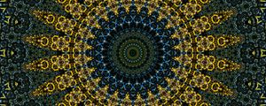 Preview wallpaper fractal, circles, pattern, abstraction, blue, yellow