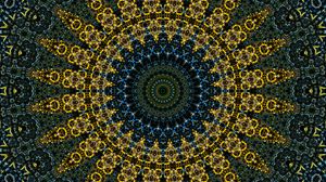 Preview wallpaper fractal, circles, pattern, abstraction, blue, yellow