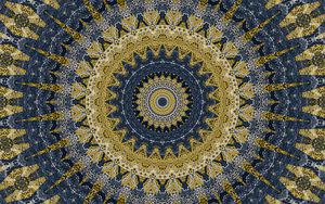 Preview wallpaper fractal, circles, pattern, abstraction, yellow, blue