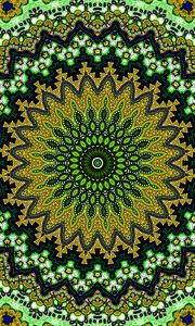 Preview wallpaper fractal, circles, pattern, abstraction, green