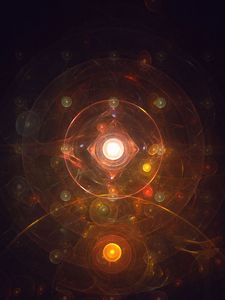 Preview wallpaper fractal, circles, patterns, glow, orange