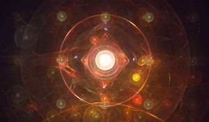 Preview wallpaper fractal, circles, patterns, glow, orange