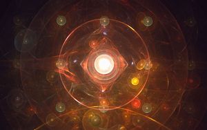 Preview wallpaper fractal, circles, patterns, glow, orange