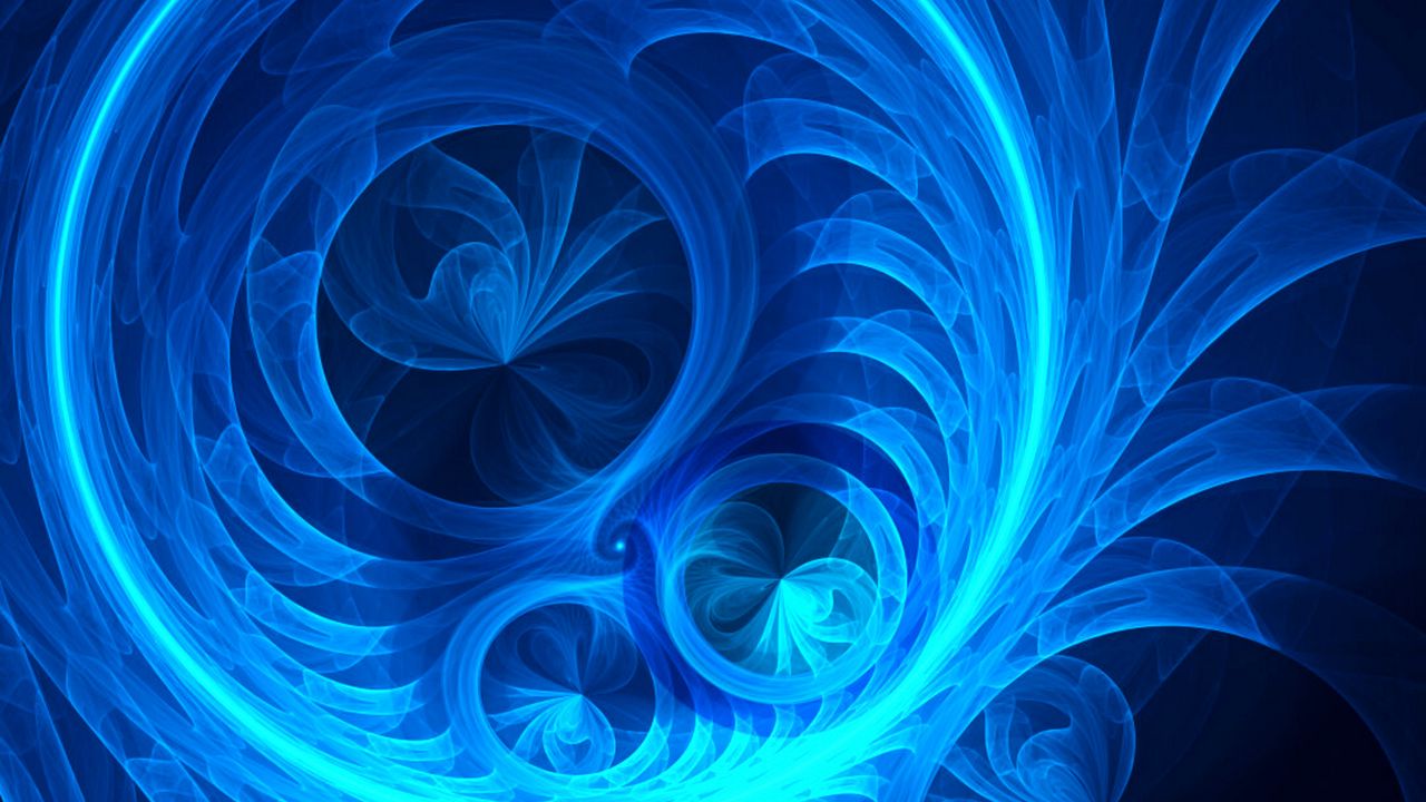 Wallpaper fractal, circles, shapes, blue, abstraction