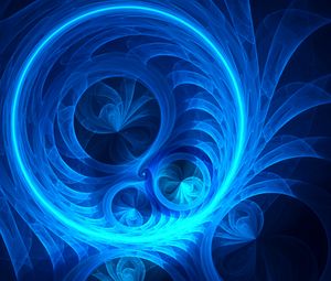 Preview wallpaper fractal, circles, shapes, blue, abstraction