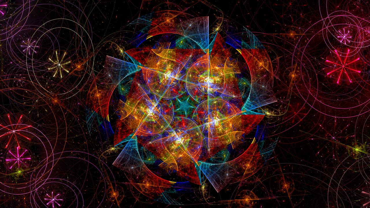 Wallpaper fractal, colorful, glow, abstraction