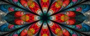 Preview wallpaper fractal, flower, abstraction, petals, multicolored