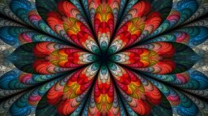 Preview wallpaper fractal, flower, abstraction, petals, multicolored