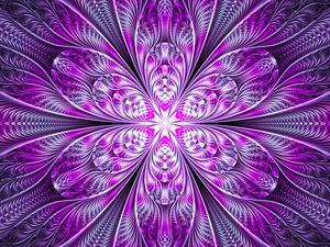 Preview wallpaper fractal, flower, abstraction, bright, purple, digital