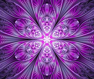 Preview wallpaper fractal, flower, abstraction, bright, purple, digital