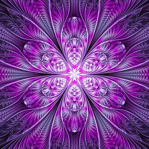 Preview wallpaper fractal, flower, abstraction, bright, purple, digital