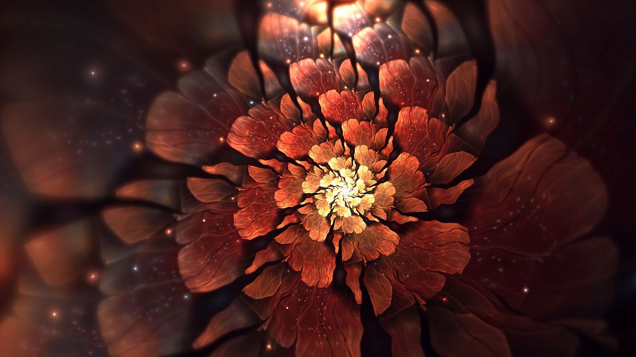 Wallpaper fractal, flower, abstraction, glow, glare