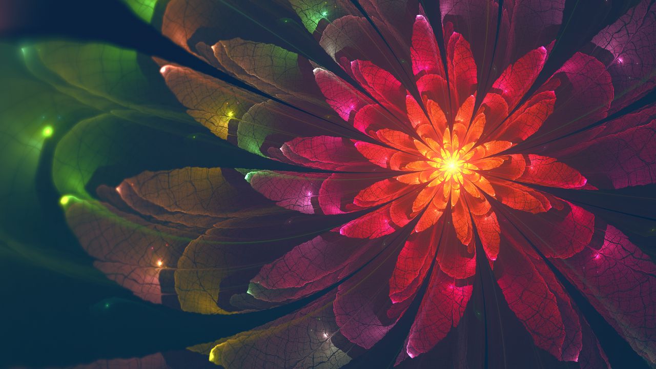 Wallpaper fractal, flower, abstraction, colorful, glow