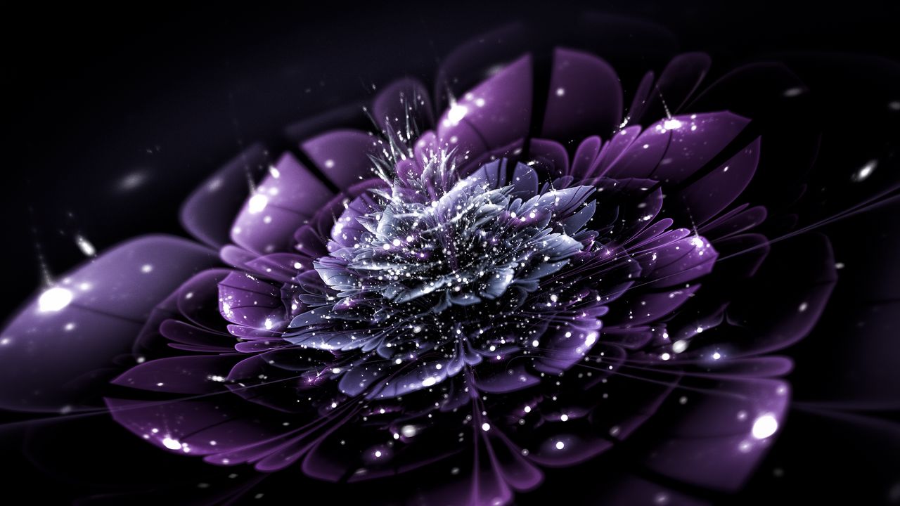 Wallpaper fractal, flower, abstraction, glare, dots