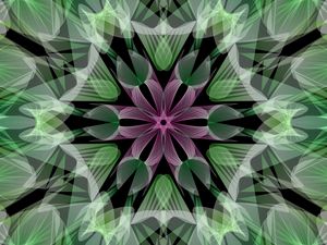 Preview wallpaper fractal, flower, abstraction, green
