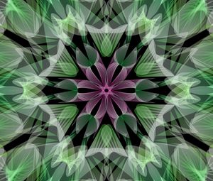 Preview wallpaper fractal, flower, abstraction, green