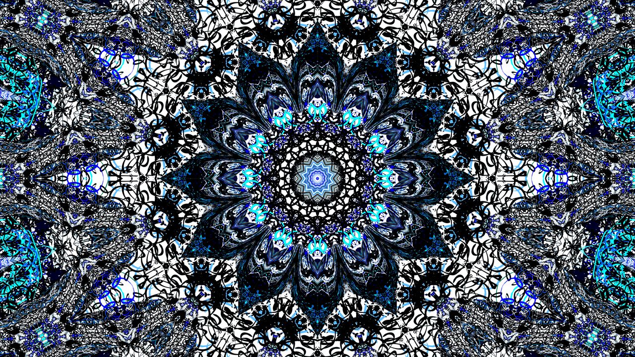 Wallpaper fractal, flower, abstraction, blue